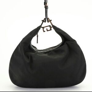 Gucci Attache Hobo Shoulder Bag in Black Nylon and Leather